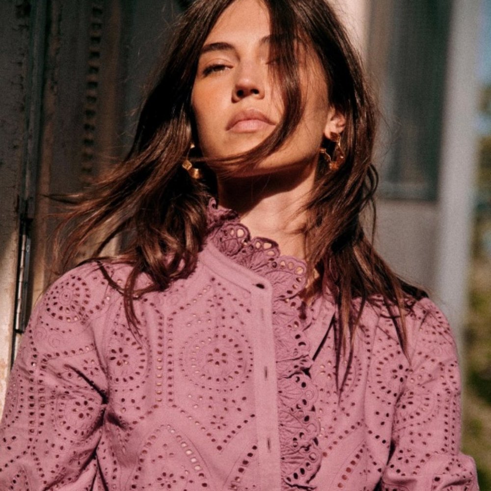 Sézane Chloé Shirt in Wisteria, 100% cotton